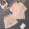 Stylish And Simple Style Small Print Summer Short-Sleeved Shorts Loose And Comfortable Imitation Silk Suit Loungewear Suit