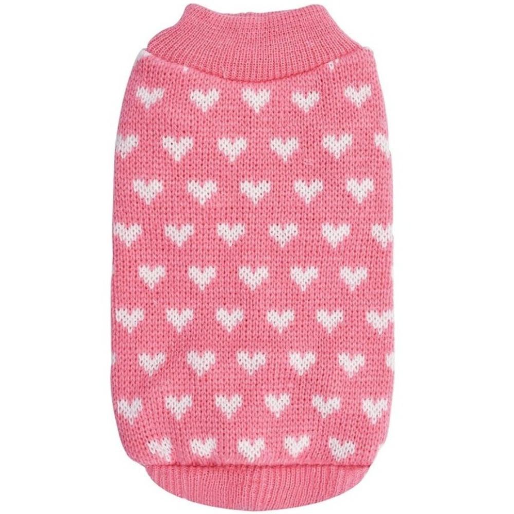 Adorable Heart Pattern Pet Knitting Sweaters Warm Round Neck Dog Knit Pullover Breathable Autumn Dog Clothes Daily Wear