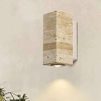 Yellow Travertine Stone Wall Lamp, Japanese Style Wall Light for Bedroom Corridor Aisle, Outdoor Waterproof Wall Sconces Decor