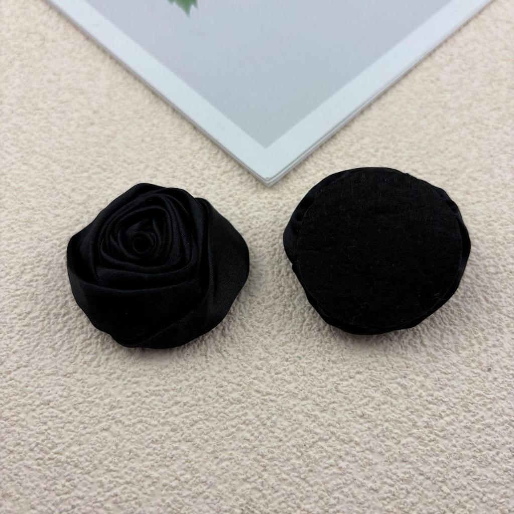 Korean Handmade 4.5cm Rose 3D Satin Fabric Flowers for Headwear & Clothing Accessories