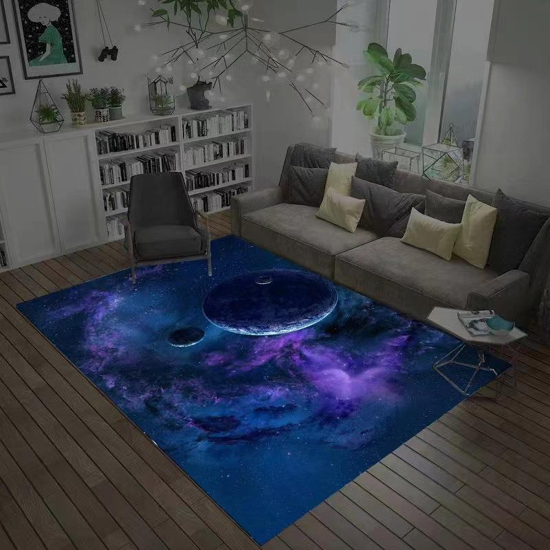 3D Planet Universe Large Area Soft Flannel Carpet Children's Room Play Floor Mat Home Living Room Bedroom Decorative Floor Mat
