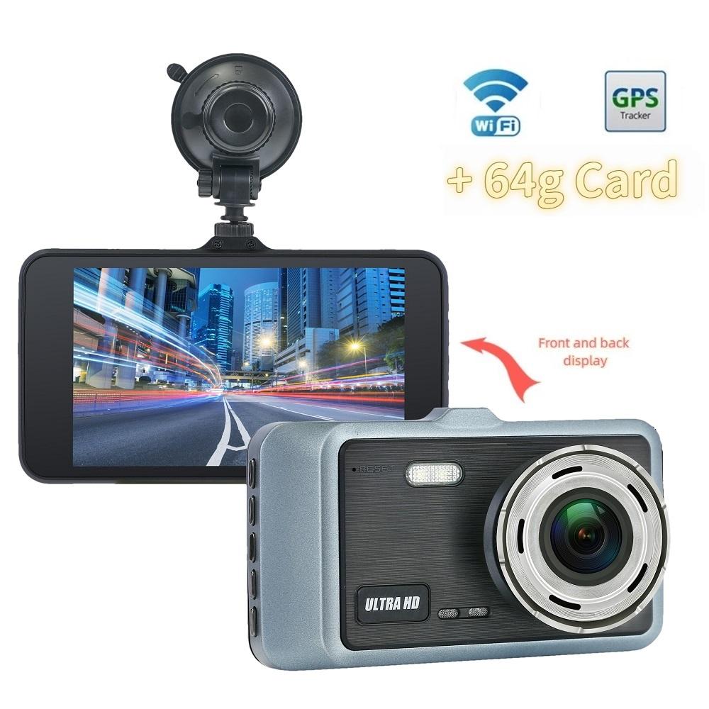 2K 4,0-Zoll Hochauflösender Fahrrekorder WIFI Drahtlose Handy-Verbindung Auto Dual-Objektiv Dual-Aufnahme