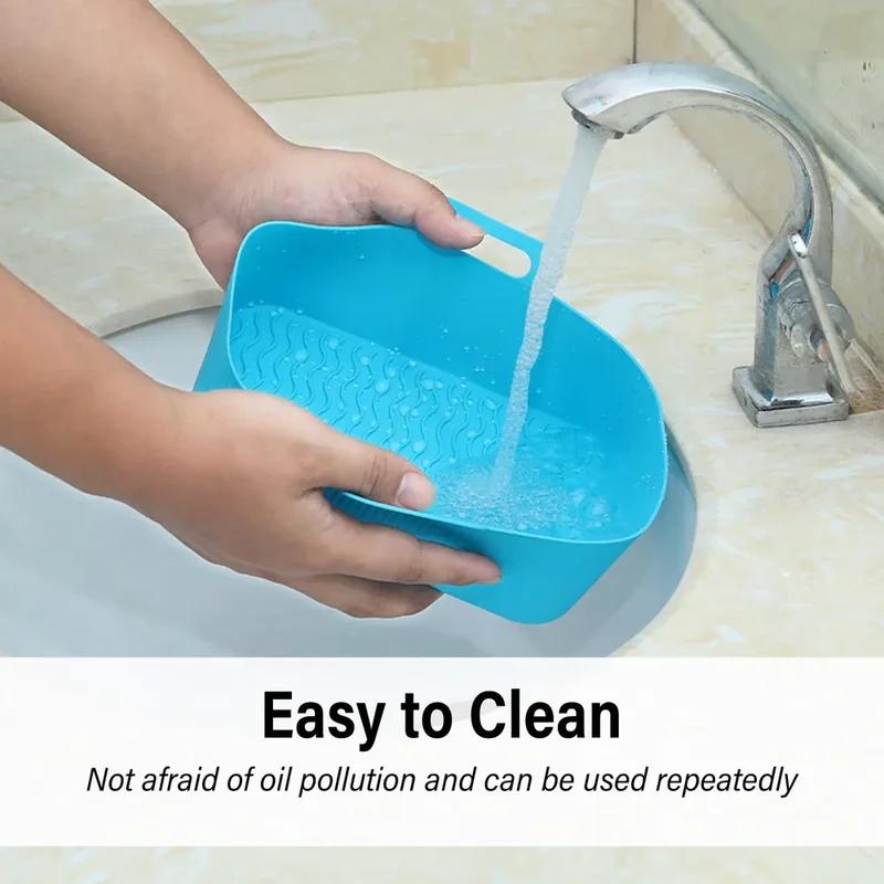 1pc Air Fryer Silicone Tray Rectangle Oven Baking Basket Washable & Reusable Liner Insert Dish Fried Chicken for Airfryers Accessories