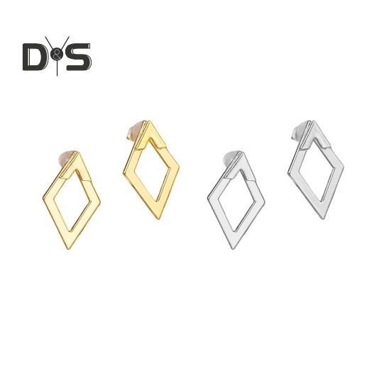 1 Par Pendientes Geométricos de Rombo para Mujer Hipoalergénicos Ligeros Minimalistas Pendientes Statement Pendientes de Tuerca Metálicos Huecos Cuadrados Delanteros Traseros Joyería