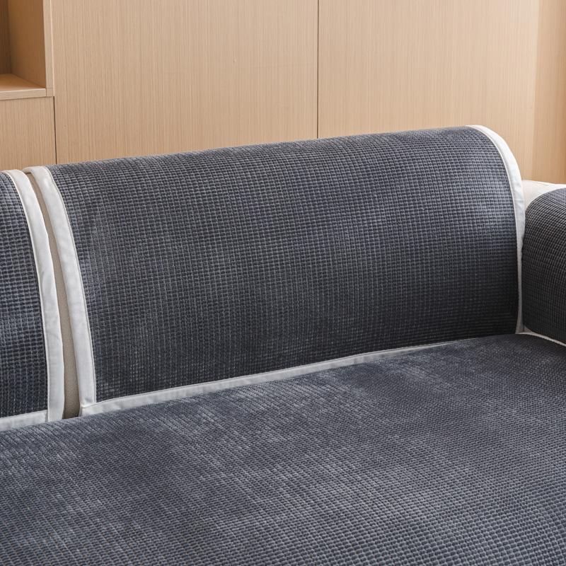 Corn Fleece Four Seasons Universal Sofa Cover Sofa Pad Solid Color Plaid Sofa Mat for Living Room Non-Slip L Shaped Couch Cushion