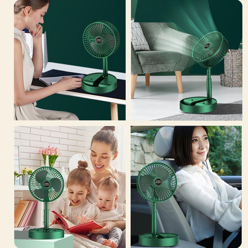 Stand Fan 6 Inch Folding Portable Telescopic USB Rechargeable Battery 3 Speeds Super Quiet Adjustable Height
