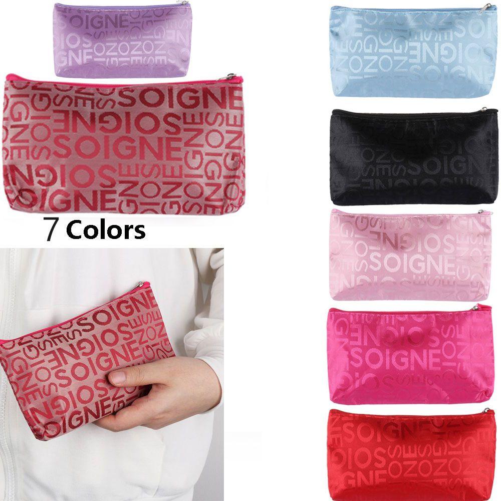 

Cute Portable Women Toiletry Case Cosmetic Bag Multifunction Letters Zipper