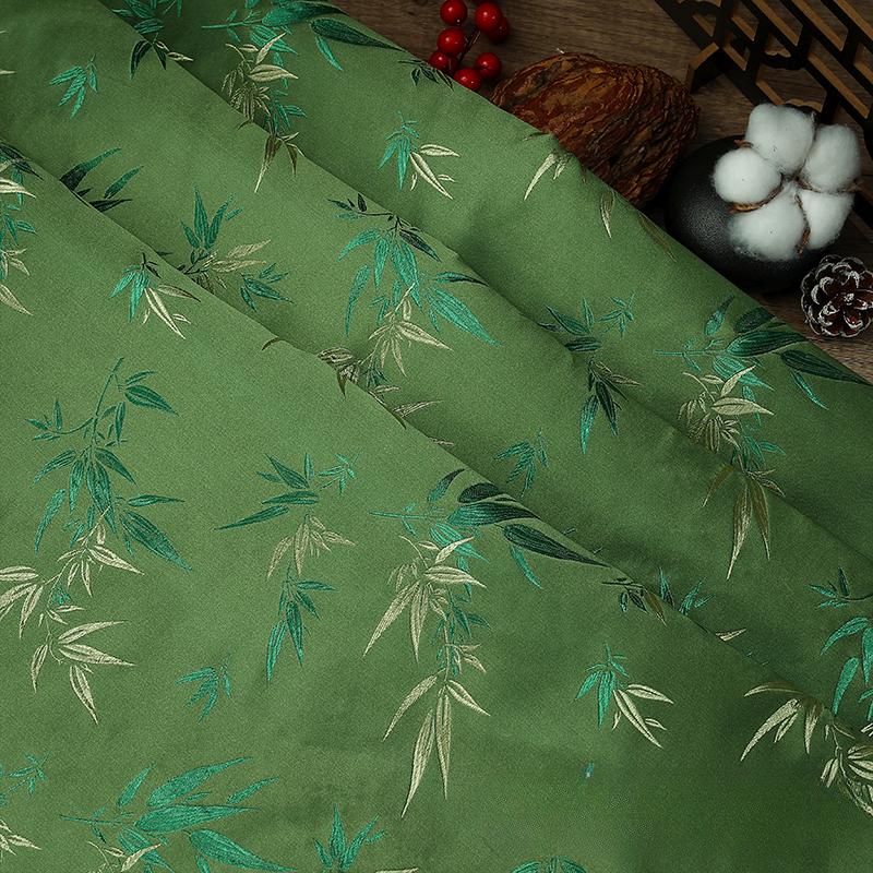 100x150cm High Quality Jacquard Brocade Fabric Thick Soft Bamboo Leaf for Women Dress Hanfu Upholstery Sewing Cloth Gold Blue