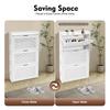 White Flip Up Shoe Cabinet 3 Tier Storage Organizer PVC Space Saving Entryway Hallway Closet for Small Apartments