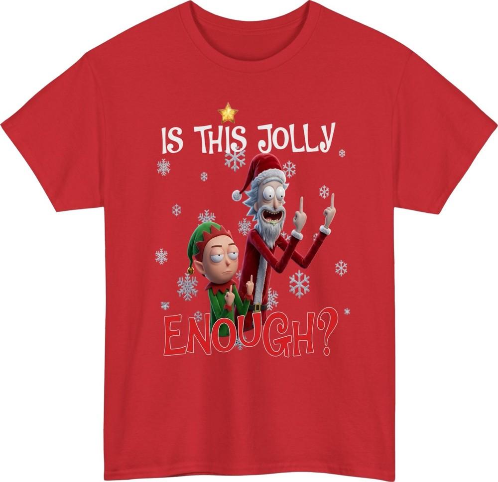Is This Jolly Enough Funny TShirt Cartoon Christmas Rude Santa Unisex Tee Top S