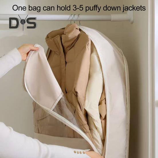 3Pcs Hanging Garment Bags with Self Compression Zipper Large Capacity Space Saving Hanging Bags Clothes Dust Covers
