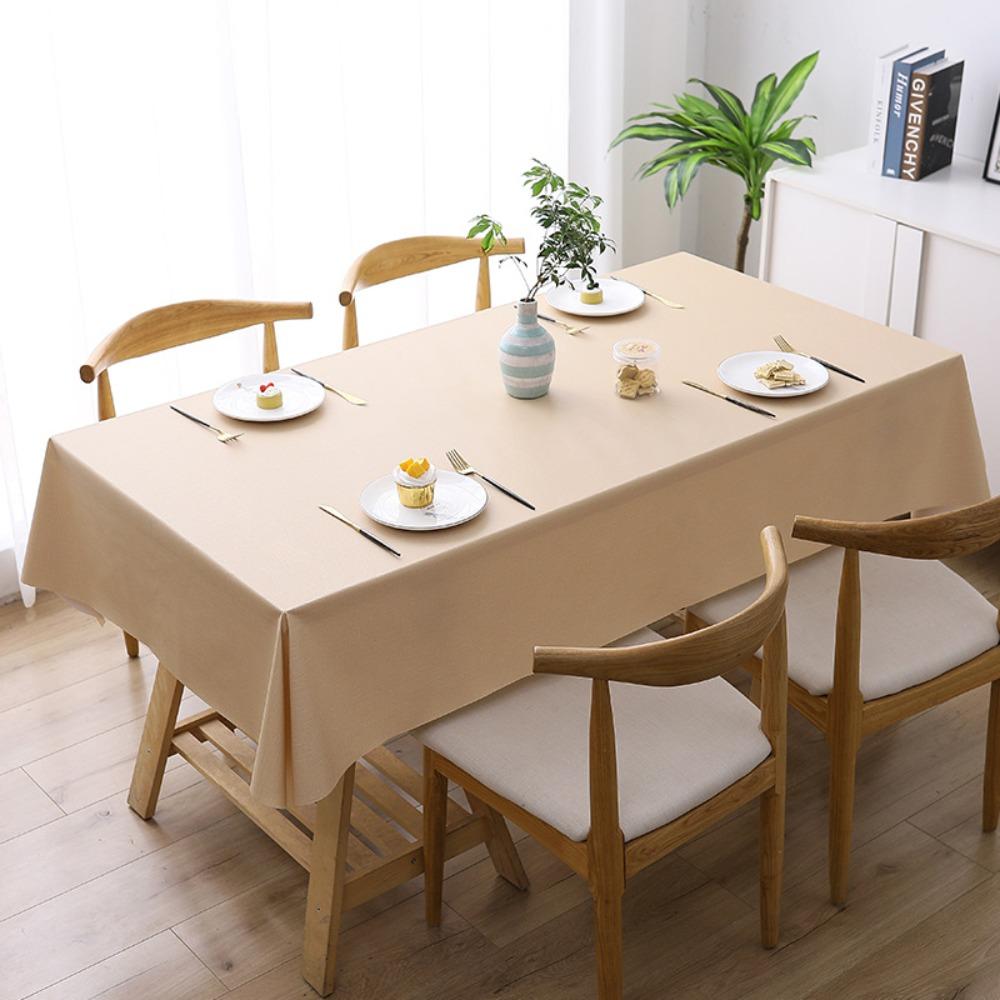 Durable Solid Color PVC Tablecloth Thickened Waterproof Square Table Cover Oil Proof Anti-scalding Table Cloth Table