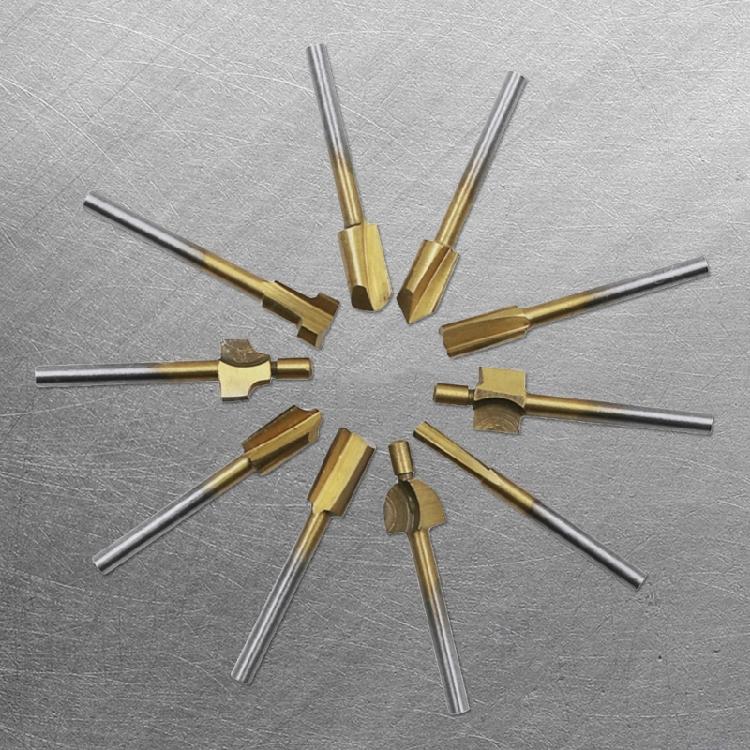 10Pcs/lot 1/8" Routers Bit Wood Cutter Milling Rotary Tool Set 3mm Shanks Bit