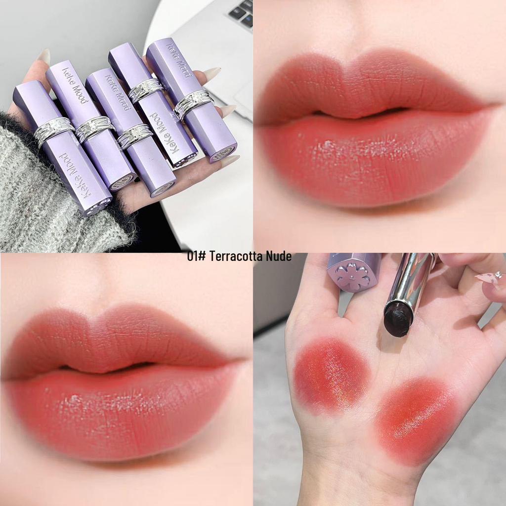 Keke Mood Fantasy Forest Matte Nude Moisturizing Lipstick - Non-Staining, Versatile, Skin-Brightening Formula.