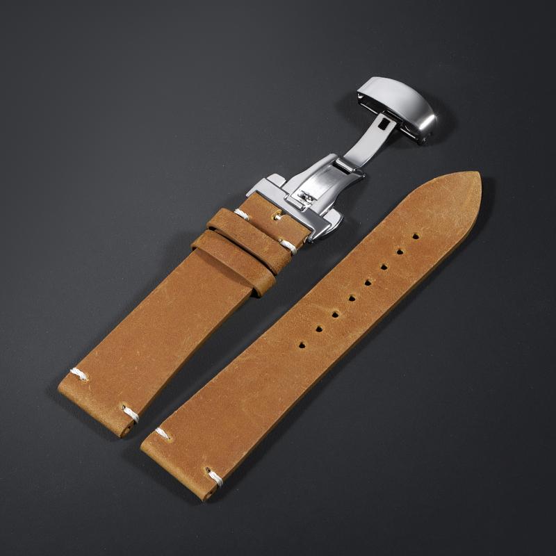 Calfskin Leather Watch Band for Omega for Seiko Bracelet 18mm 20mm 21mm 22mm 24mm Strap Dark Brown Stitching for Rolex Wristband