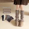 Girls' Retro Slimming Knit Leg Warmers with Silver Thread Bow for Autumn and Winter