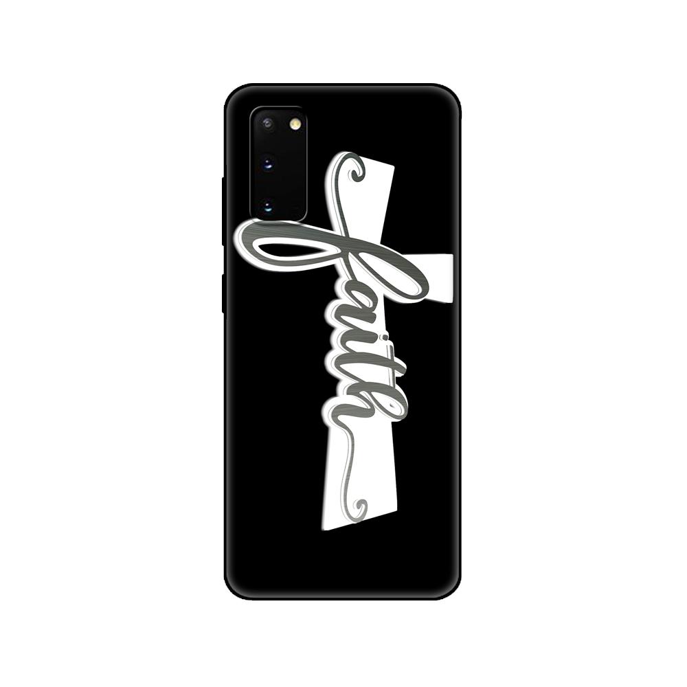 Black tpu Case For Samsung galaxy S20 /S20 PLUS/S20 ultra/S20+ /S20FE back cover  Faith Christian Religious Jesus text art