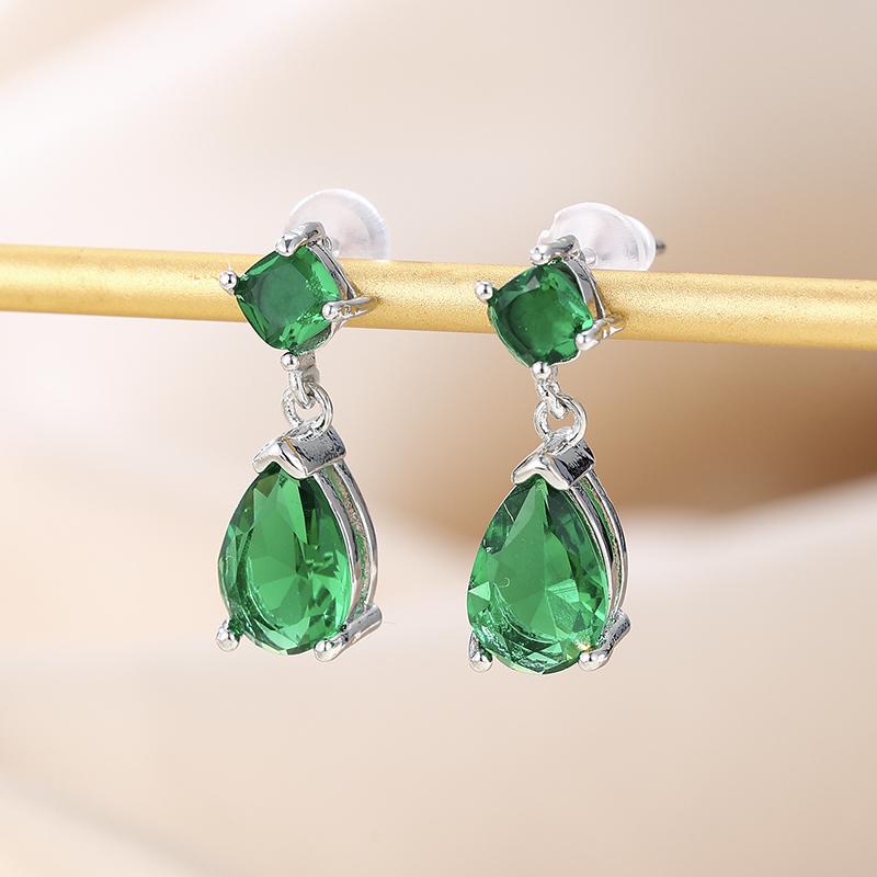 Роскошные Ретро Зеленые Серьги-Подвески с Инкрустацией Фианитами в Форме Капли, Женские Персонализированные Модные Аксессуары Украшения