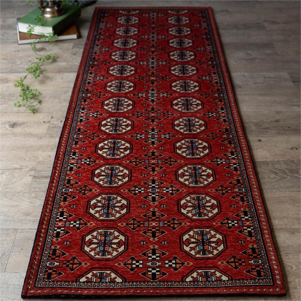 Sayan Sayan Kardo Bokhara Turkmen Style Long Mat Rug 60x240cm Red Gobelin