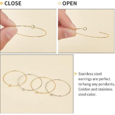 DICOSMETIC 60pcs 2 Colors Beading Hoop Earrings Wine Glass Charm Ring 40mm Round Hoop Earring Findings Stainless Steel Beading Hoop Rings for DIY