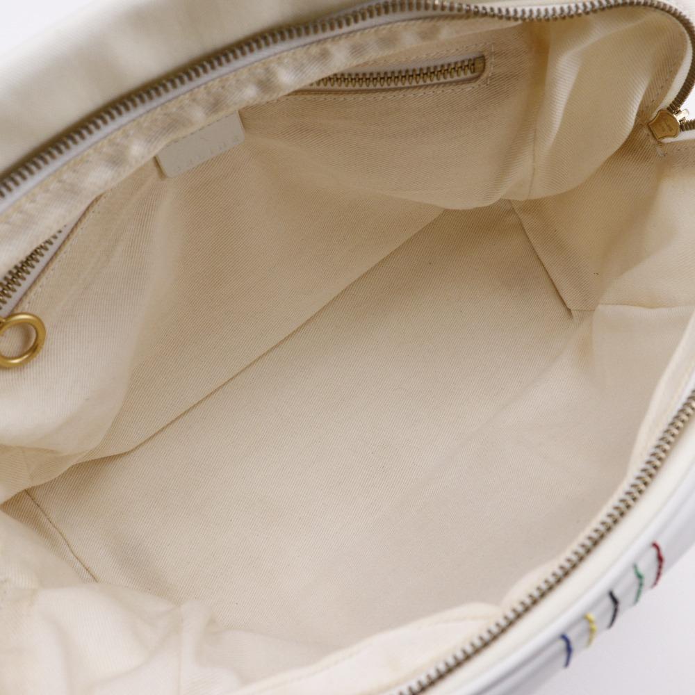 Celine Mini Boston Handtasche 2004 Olympische Spiele Athen Limited Weißes Nylon-Canvas/Leder Damen Gebraucht