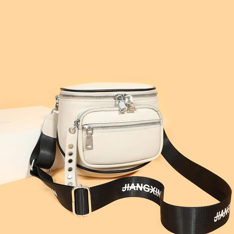 Leather Small Bag, Saddle Bag, Fashionable Black Messenger Bag, First Layer Cowhide Shoulder Bag For Women