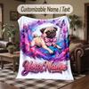 Pug Theme Throw Blanket Custom Name Text Personalized Blanket Soft Cozy Blanket for Home Sofa Bed