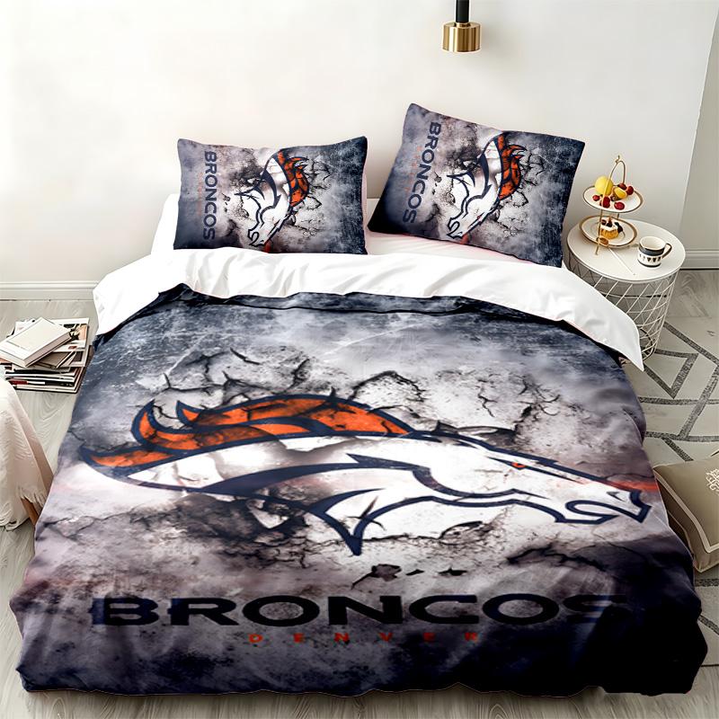 Denver Broncos 3pc Set Perfect for Bedroom Use Comfortable Bedding Set Includes a Duvet Cover and Two Pillowcases Ideal Birthday or Christmas Gift