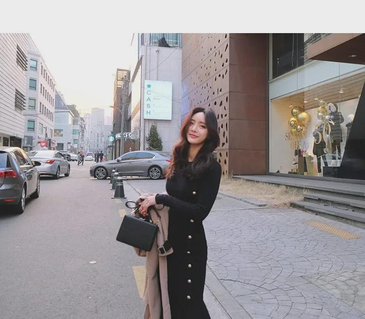 Hepburn Style Knitted Fishtail Sweater Dress for Women - Autumn/Winter Korean Fashion