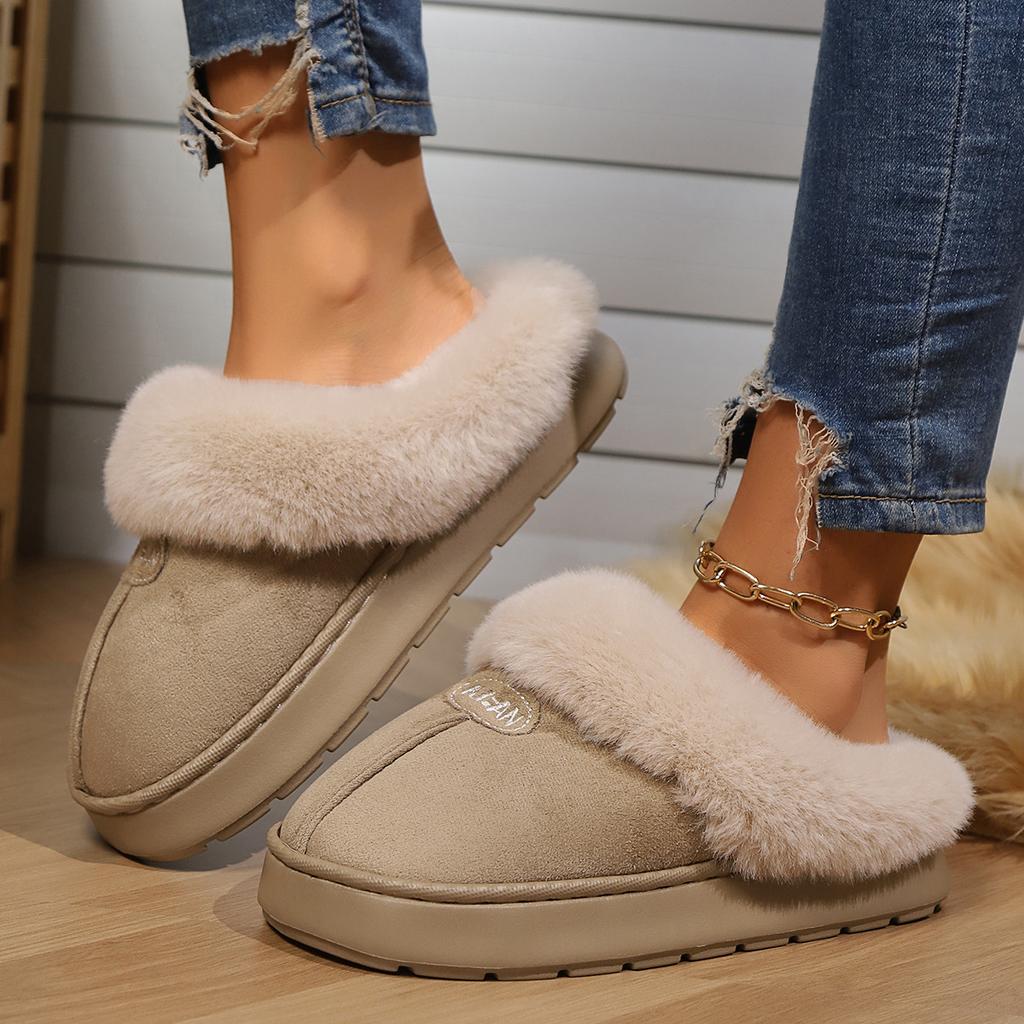Ladies, Home, Cotton Slippers, Warm Shoes, Thick Shoes, Couple Shoes, Half Pack Heels, Casual Shoes