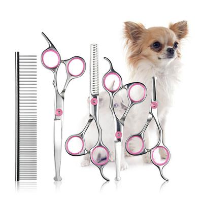 6 Stück/Set Haustier Hund Haarschneiden Professionelle Scheren Friseurscheren Ausdünnungswerkzeug-Set mit Kamm