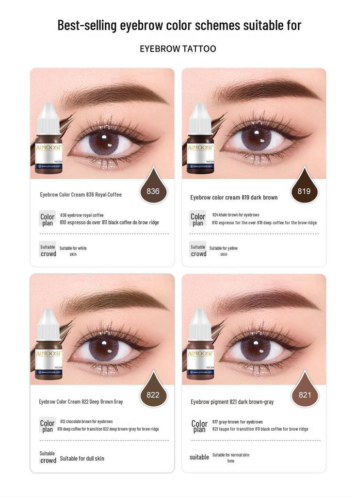 43 Elegante Farben: Microblading-Pigmente für Augenbrauen- und Lippen-Tattooing - Schönheitsstudio-Bedarf im europäischen Stil