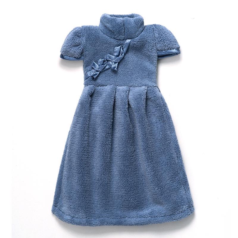 Chinese Style Qipao Soft Coral Fleece Hand Towel - Absorbent Kitchen Handkerchief, In Stock