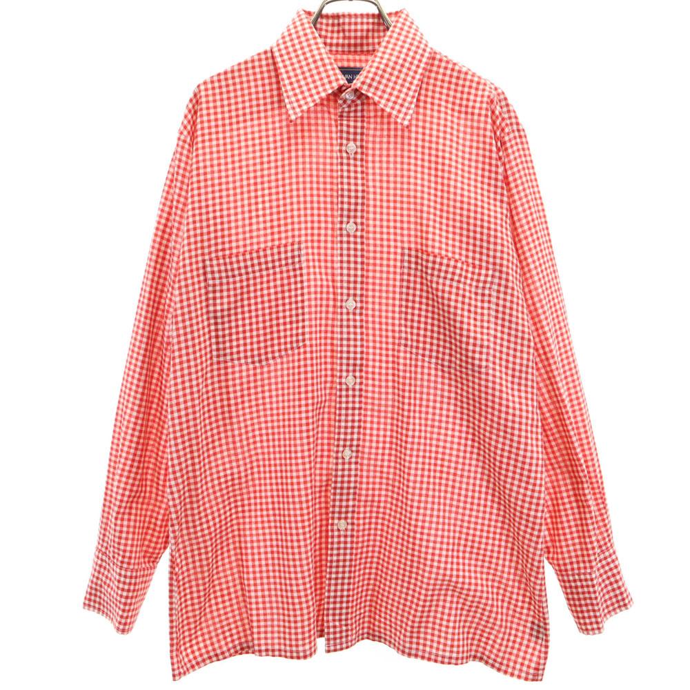 

VAN HEUSEN 90-е годы Рубашка с длинным рукавом в клетку гингем M Красный другой Пожилой Мужской Б/у