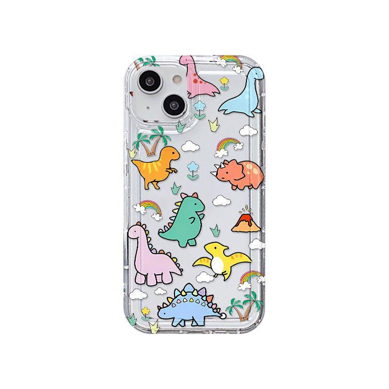 Cute Dinosaur Painting Applicable iPhone17ProMax Airbag Mobile Phone Case 16Pro Apple 12/13 Foreign Trade 15