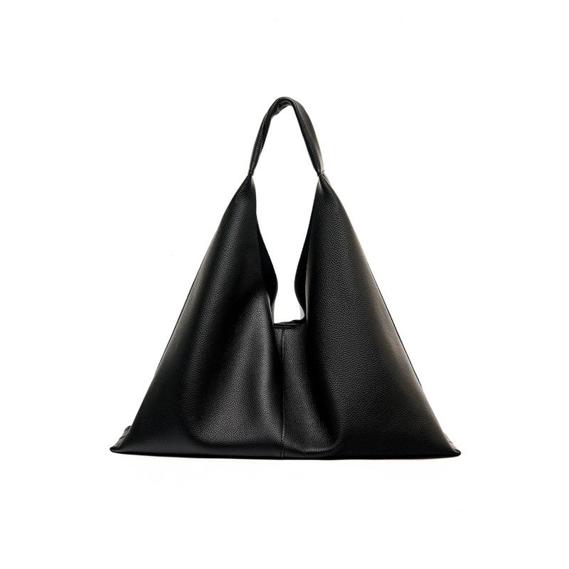 Triangle bag commuter big bag underarm leisure cross-border fashion versatile style first layer cowhide large capacity shoulder tote bag