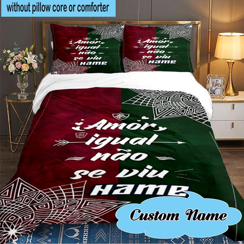 Custom Name Love Equality Fluminense Bedding Set 3pcs, Bedding Set Including 1pc Duvet Cover And 2pcs Pillowcases for Bedroom, Dormitory Gift