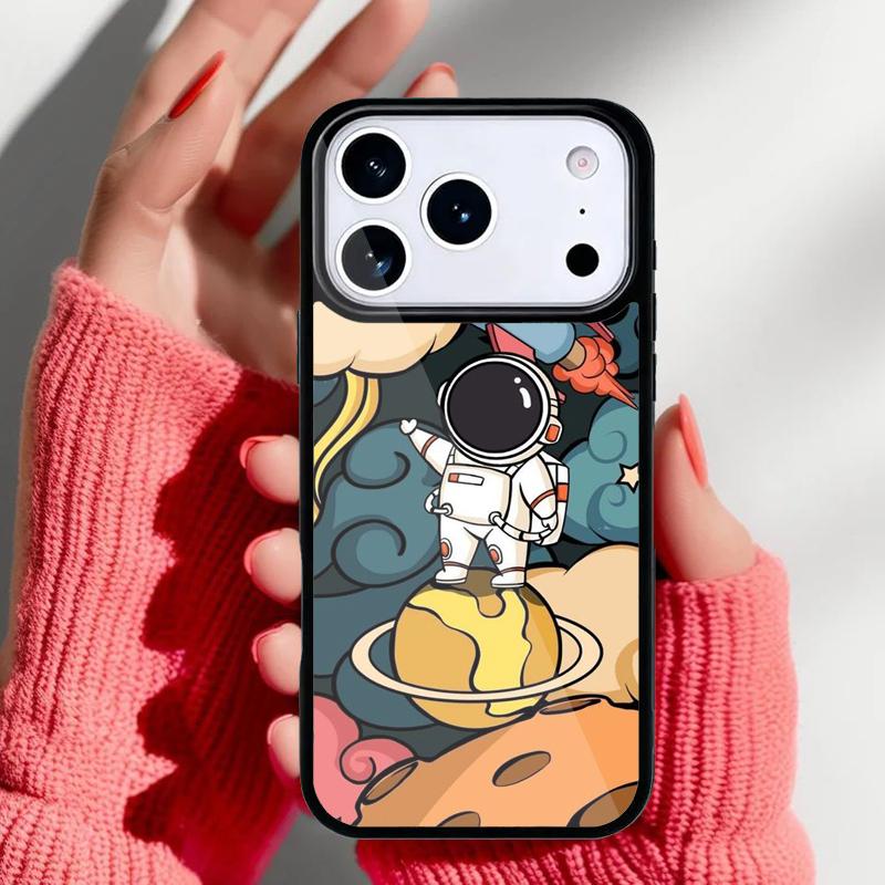 Space Cartoon Cute Doodle Phone Case for iPhone 17 Air 16e 15 14 13 Pro Max Back Cover for 12 11 Pro Coque