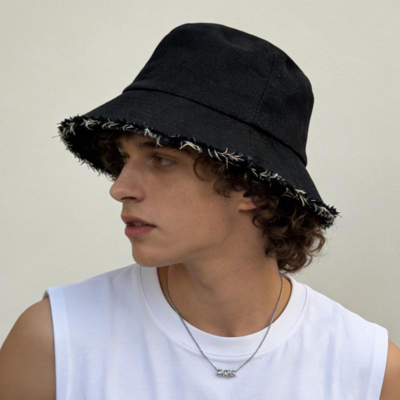 Korean Retro Washed Denim Bucket Hat Adult Sun Protection Large Head Circumference