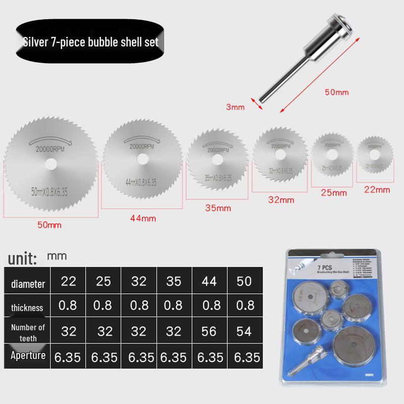 High-Speed Steel Circular Saw Blade Set for Wood, Plastic & Metal - Miniature Size for Hand Drills & Electric Grinders