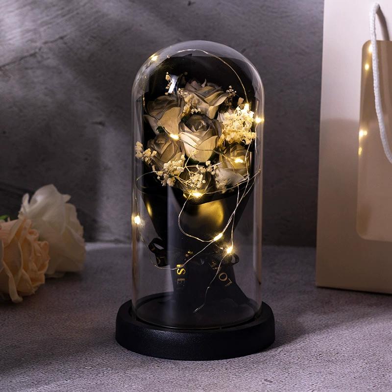 Rose Eternal Life Flower Starry Sky Glass Cover Living Room Decor Gift for Girlfriend Birthday Gift Valentine's Day Mother's Day