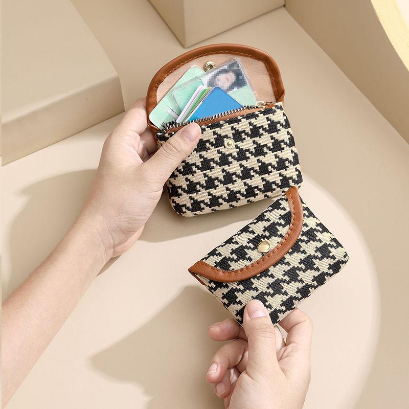 Mini Square Plaid Canvas Lipstick Makeup Bag Plaid Coin Wallet Large Capacity Storage Bag