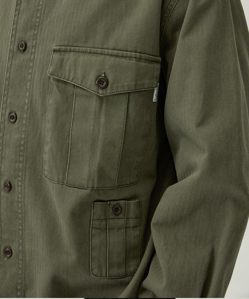 MAGOODGAN Labor 2121 Herringbone Cotton Oversized Khaki Military Shirt