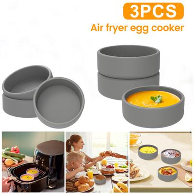 3Pcs Air Fryer Egg Mold Silicone Non Stick Egg Pan Mold Temperature Resistant Egg Boiler Cup Dishwasher Safe Oven Microwave Oven