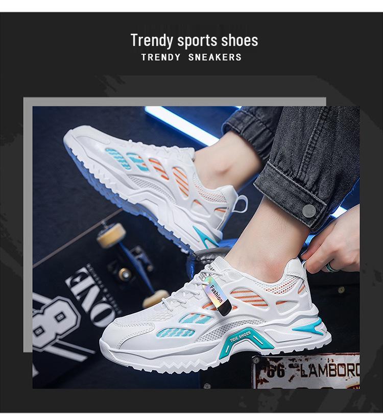 Men's Breathable Mesh Sports Shoes: Trendy, Versatile, Thick-Soled Casual Running Shoes