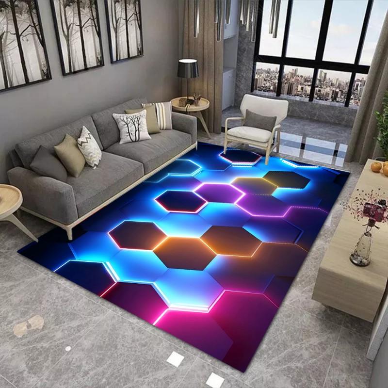 New 3D LED Illusion Carpet Living Room Washable Floor Lounge Large Area Non-Slip Carpet Teen Boy Girl Room Decoration Rug