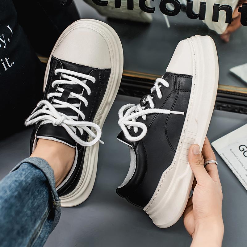 Herrenschuhe Frühjahr 2025 neue vielseitige Leder breite Füße großer Kopf Freizeitschuhe rutschfeste dicke Sohle Sport Brot Tide Schuhe