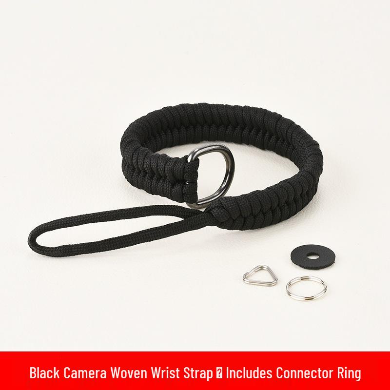 Hand-Woven DSLR Camera Wrist Strap with Quick Release Safety Lanyard чёрный