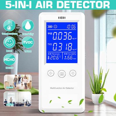 Détecteur de Formaldéhyde LCD Numérique Blanc Thermomètre Hygromètre HCHO/TVOC/ Testeur Moniteur de Qualité de l'Air Analyseur de Gaz