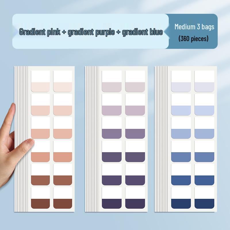 High-Value Gradient Color Translucent Index Stickers - Writable Memo and Bookmark with Strong Adhesion.